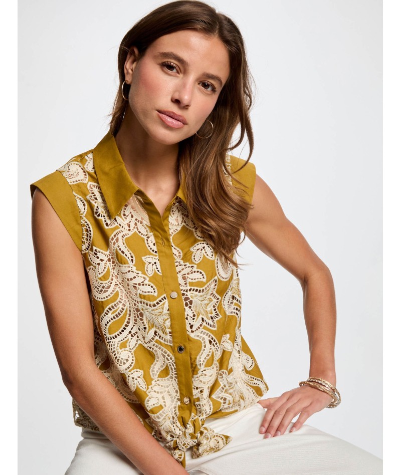 Camisa sin mangas mostaza...