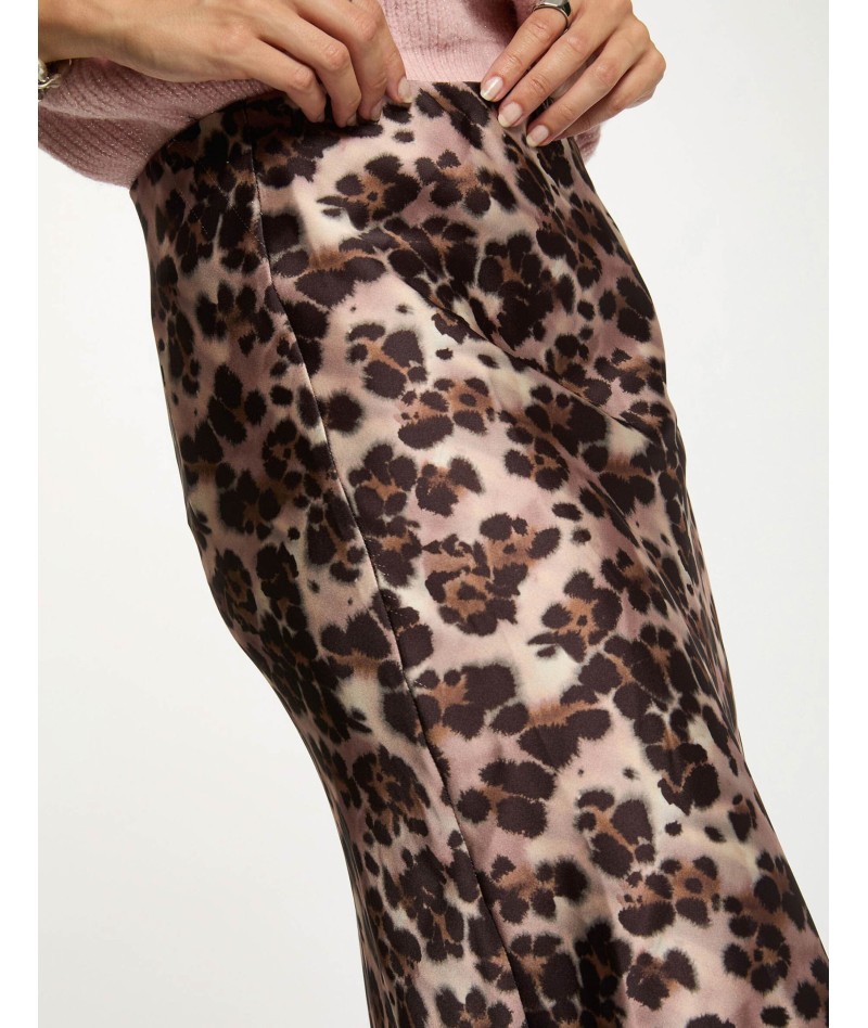 Falda midi fluida rosa...