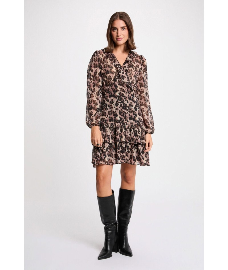 Vestido corto con cuello en...